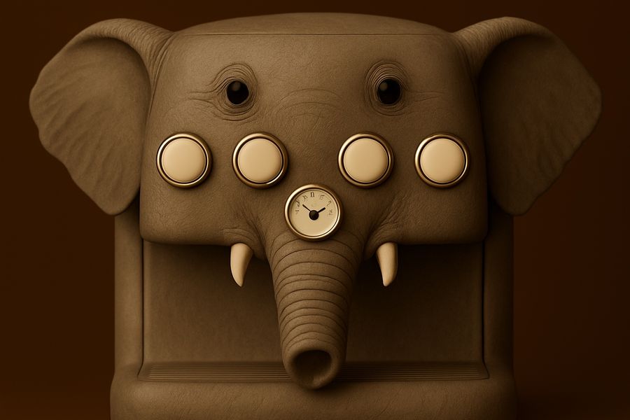 An elephant that pours from its trunk
